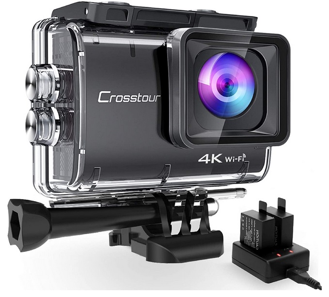 VEMONT Caméra d'action Full HD 5,1 cm 1080p 12 MP Sports Caméra d'action  étanche 30 m et kit d'accessoires de montage pour