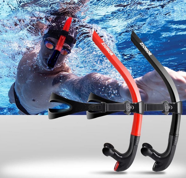 Blue Kraken Aquatics Swimmer's Snorkel with Comfortable Silicone Mouthpiece 