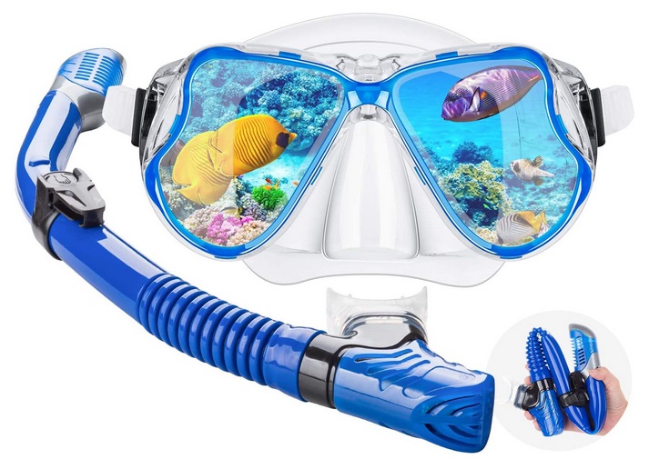 Tube 1/2x Snorkel Set Adult Youth Snorkeling Gear Dry Top Frameless Mask Diving 